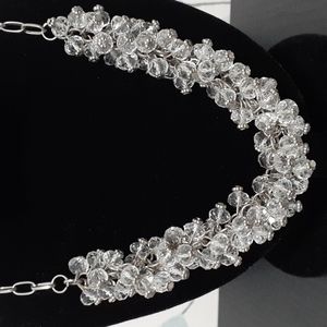 Silver Tone Necklace with Clear Beads